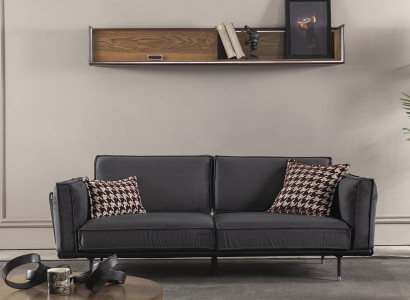 Luxury sofa three-seater Italian style furniture gray upholstered couch soft